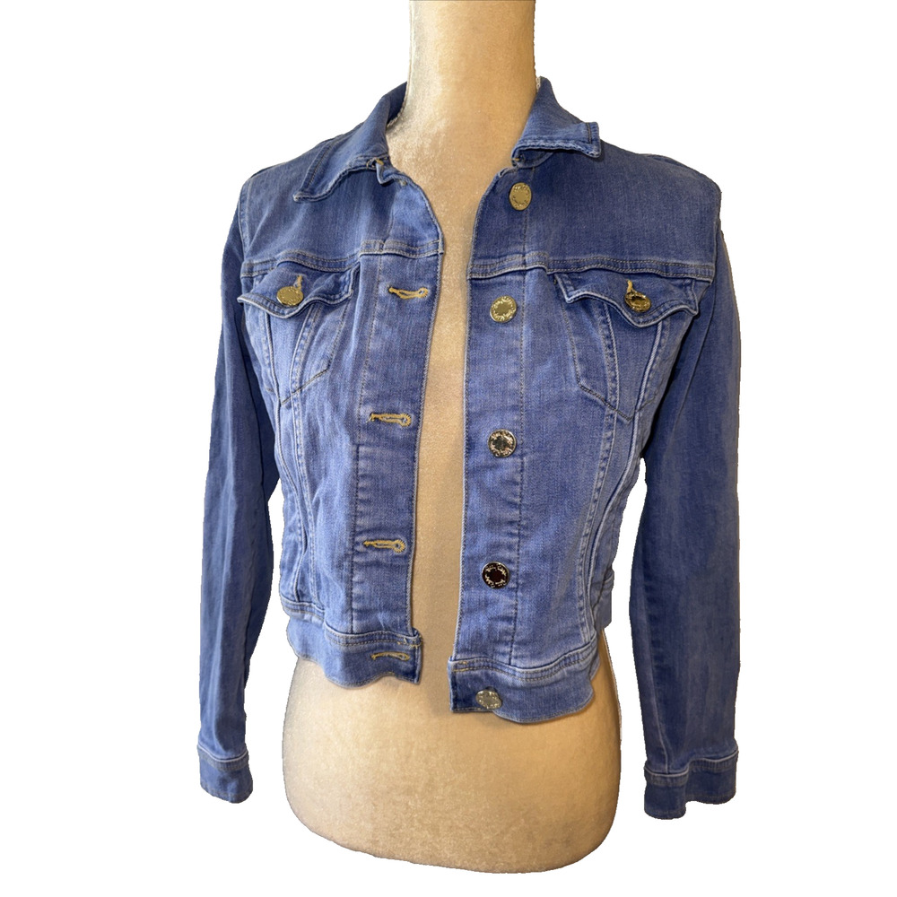 Lily Pulitzer Seaspray Gold Button Denim Jacket Size XS - Picture 2 of 13
